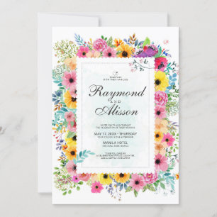 Watercolor Floral Elegant Wedding Invitation