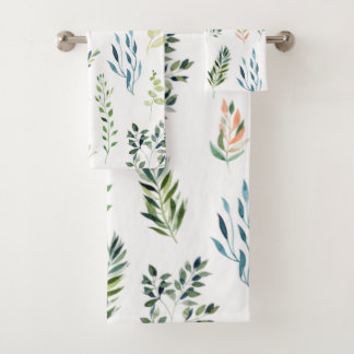 Watercolor Floral Elements Bath Towel Set
