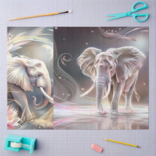 Watercolor Floral Elephant Ephemera Decoupage  Tissue Paper