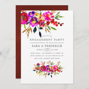 Watercolor Floral Engagement Party Invitation