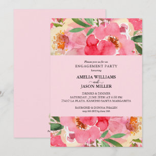Watercolor Floral Engagement Party Invitation