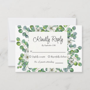 Watercolor Floral Eucalyptus Greenery Wedding RSVP Card