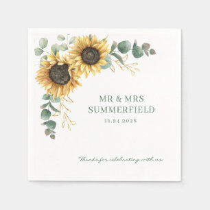 Watercolor Floral Eucalyptus Rustic Wedding Paper Napkin