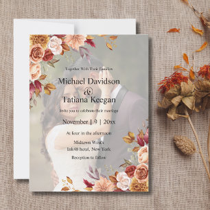 watercolor floral fall autumn faded photo wedding postcard