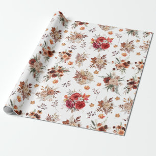 watercolor floral fall autumn pattern wrapping paper