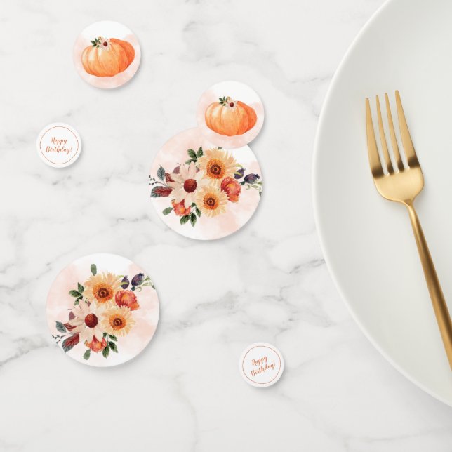 Watercolor Floral Fall Birthday Confetti (Group)