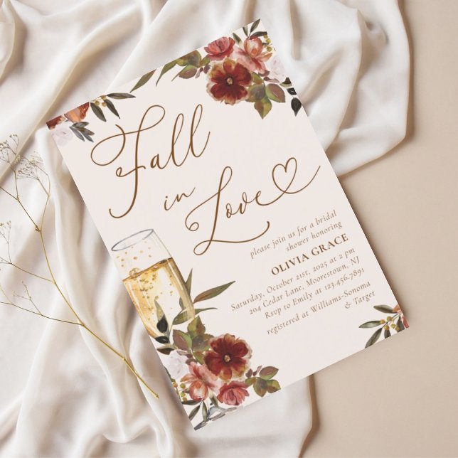 Watercolor Floral Fall in Love Bridal Shower Invitation (Creator Uploaded)