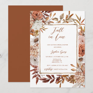 Watercolor Floral Fall in Love Bridal Shower Invitation