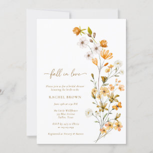 Watercolor Floral Fall In Love Bridal Shower Invitation
