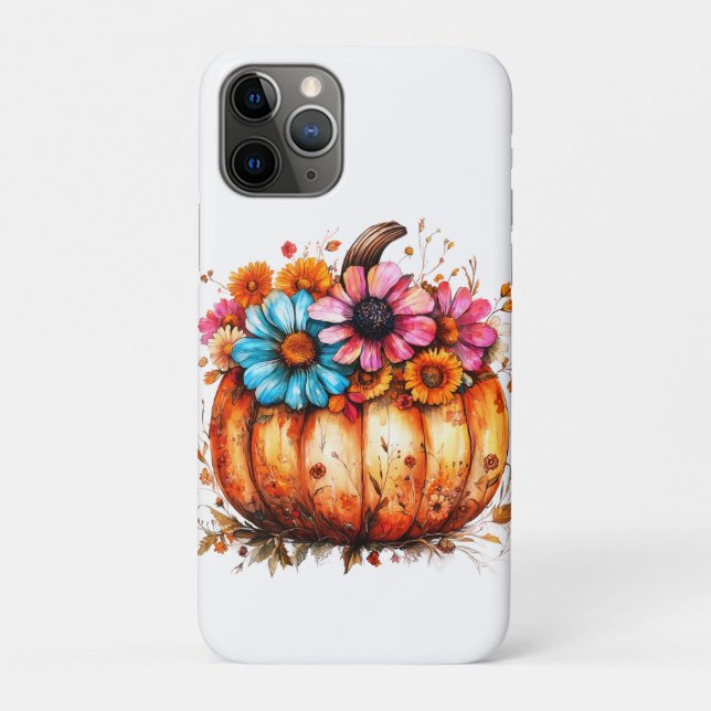 Watercolor Floral Fall Pumpkin Case-Mate iPhone Case (Back)