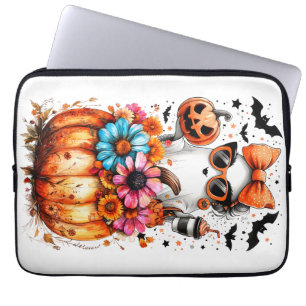 Watercolor Floral Fall Pumpkin Laptop Sleeve