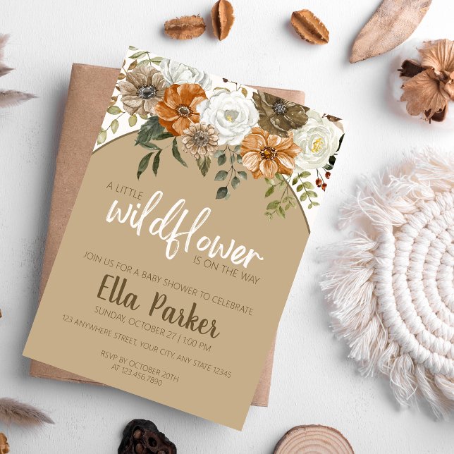Watercolor Floral Fall Wildflower Baby Shower Invitation (Creator Uploaded)