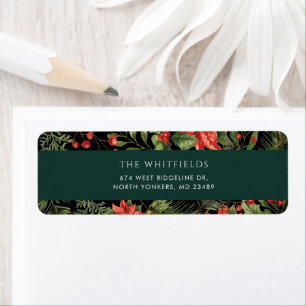 Watercolor Floral Family Christmas Return Address