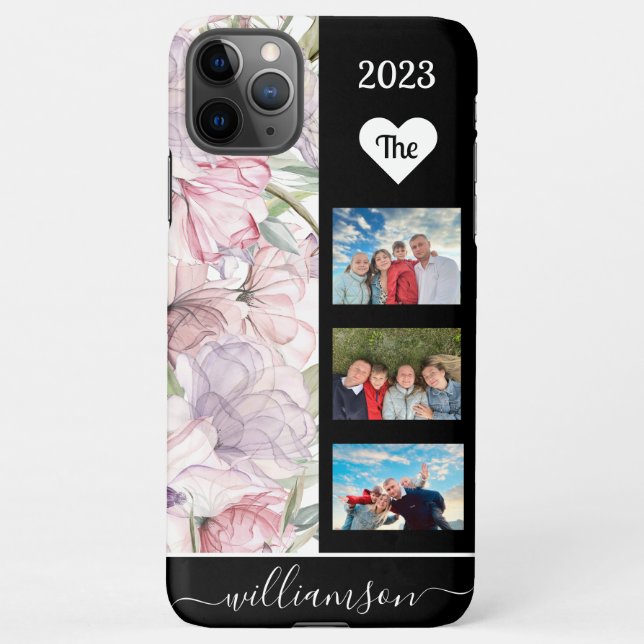 Watercolor Floral ♥ Family Photo Collage ♥ iPhone Case (Back)