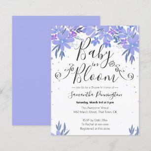 Watercolor Floral Fancy Script Baby in Bloom Blue