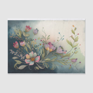 Watercolor Floral Fantastical Whimsical Decoupage Tissue Paper