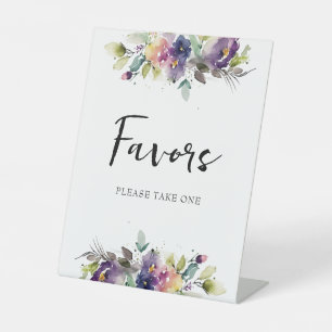 Watercolor Floral Favours Pedestal Sign