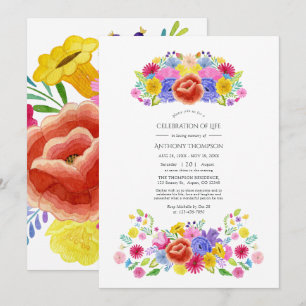 Watercolor Floral Fiesta Celebration of Life Photo Invitation