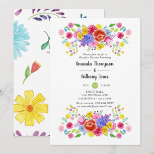 Watercolor Floral Fiesta Couples Shower Invitation