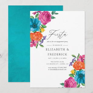Watercolor Floral Fiesta Engagement Party Invitation