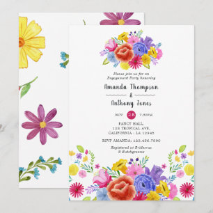 Watercolor Floral Fiesta Engagement Party Invitation