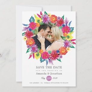 Watercolor Floral Fiesta Photo Wedding Save The Date