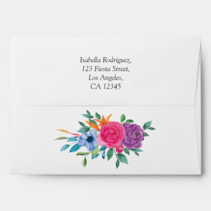 Watercolor Floral Fiesta Quinceañera Envelope