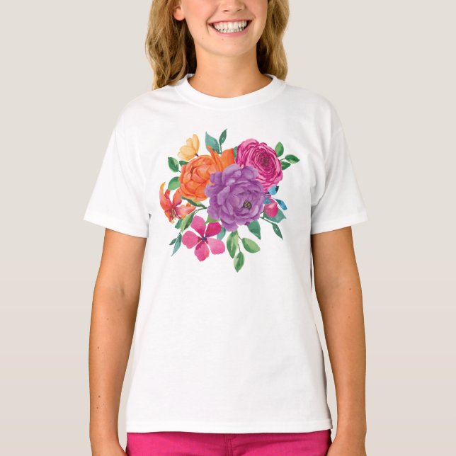 Watercolor Floral Fiesta T-Shirt (Front)