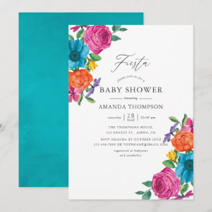 Watercolor Floral Fiesta Wedding Baby Shower Invitation
