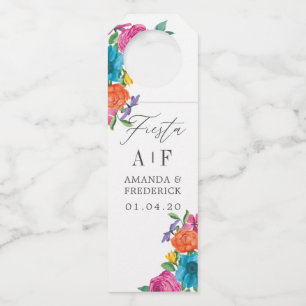 Watercolor Floral Fiesta Wedding Bottle Tag