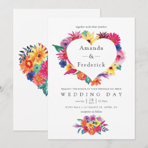 Watercolor Floral Fiesta Wedding Invitation