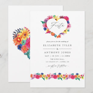 Watercolor Floral Fiesta Wedding Invitation