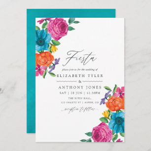 Watercolor Floral Fiesta Wedding Invitation