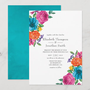 Watercolor Floral Fiesta Wedding Invitation