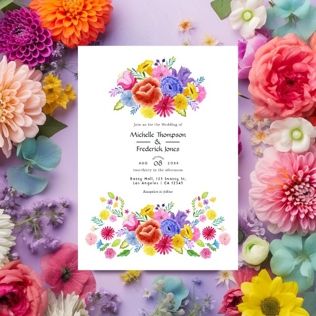 Watercolor Floral Fiesta Wedding Invitation (Creator Uploaded)