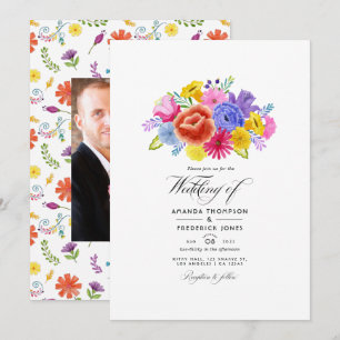 Watercolor Floral Fiesta Wedding Invitation