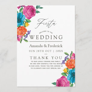 Watercolor Floral Fiesta Wedding Programme