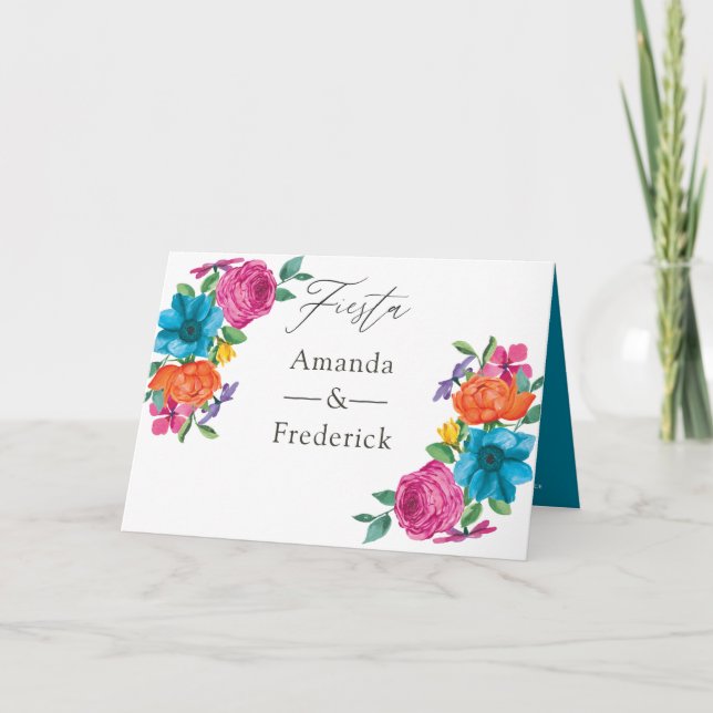 Watercolor Floral Fiesta Wedding Programme (Front)