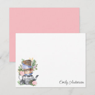 Watercolor Floral Flat Note Card