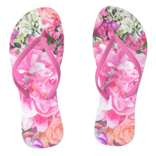 Watercolor Floral Flip Flops