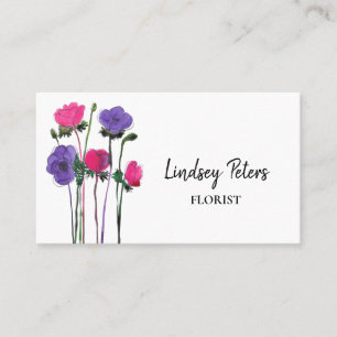Watercolor Floral Florist Business Card