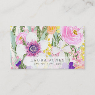 Watercolor Floral Florist Stylist Business Cards