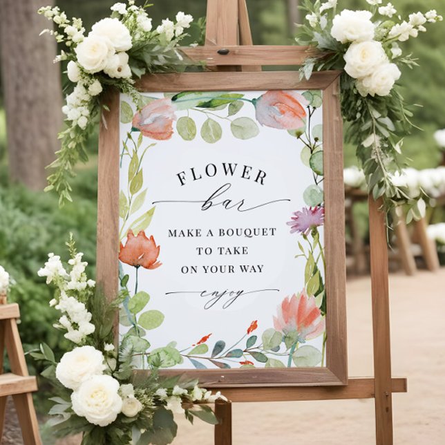 Watercolor Floral "Flower Bar" Shower Favor Print (Creator Uploaded)
