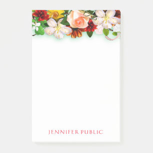 Watercolor Floral Flower Bouquet Template Elegant Post-it Notes