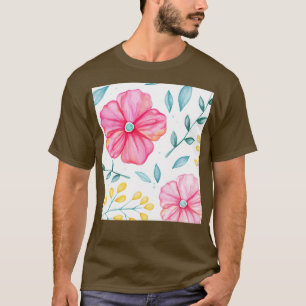 Watercolor Floral Flower Shabby Chic Bohemian Patt T-Shirt