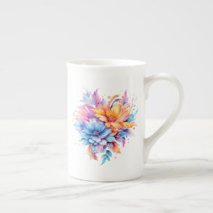 Watercolor Floral Flowers Design-24683 Bone China Mug