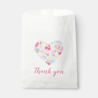 Watercolor Floral Flowers Heart Favour Bags