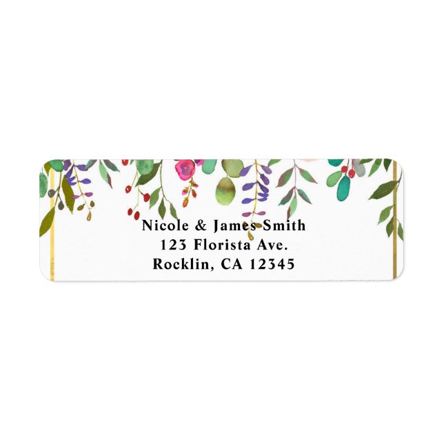 Watercolor Floral Flowers Modern Glam Wedding (Front)