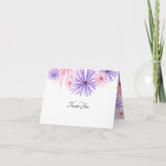 watercolor floral Folded Thank You Card (Front)