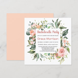 Watercolor floral, foliage Bachelorette Party Invitation